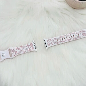 New Floral Design Apple Watch Bands  42mm 44mm 45mm 49mm in Pink White